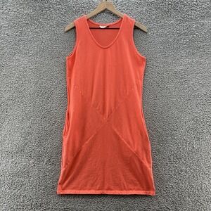 Prairie Cotton Dress Womens Small Orange Knit Sleeveless Pockets Shift USA
